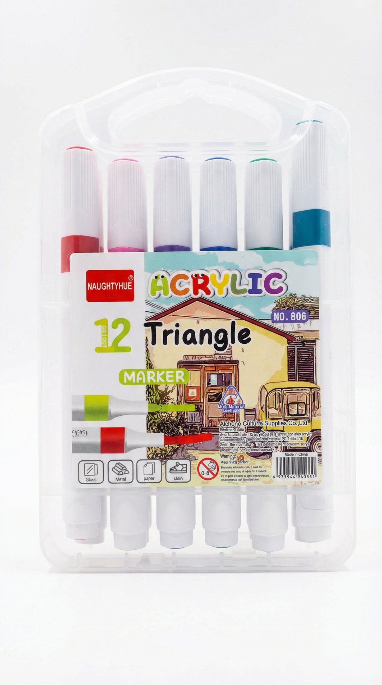 2 in 1-Acrylic Paint Set (12 x 12ml tubes) and Acrylic Triangle Marker( Pack 0f 12)