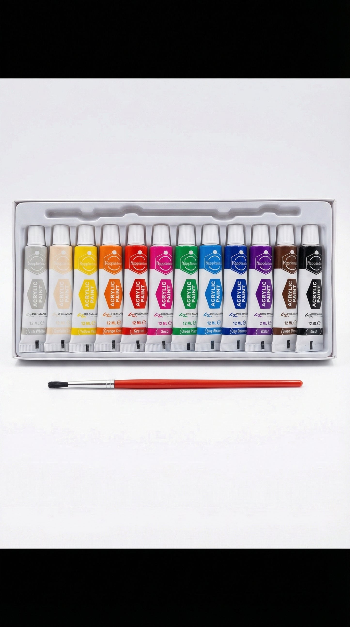 2 in 1-Acrylic Paint Set (12 x 12ml tubes) and Acrylic Triangle Marker( Pack 0f 12)