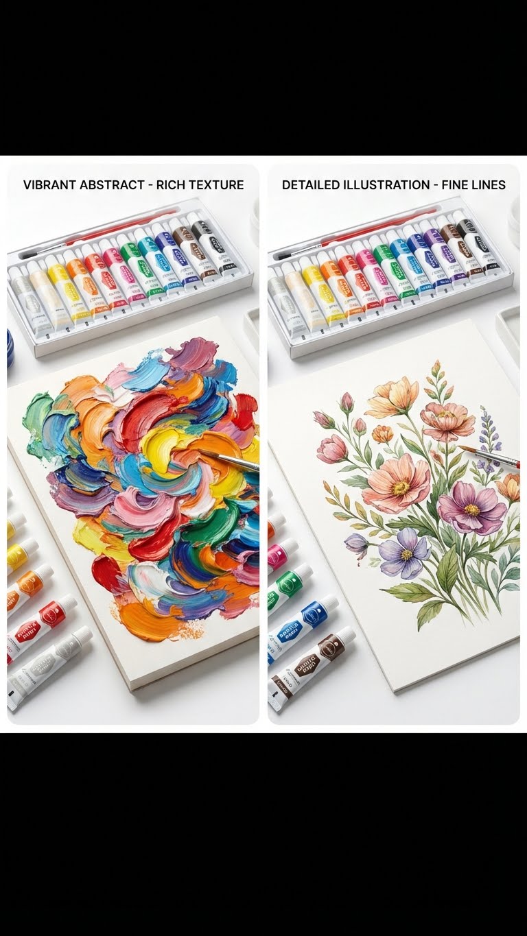 2 in 1-Acrylic Paint Set (12 x 12ml tubes) and Acrylic Triangle Marker( Pack 0f 12)