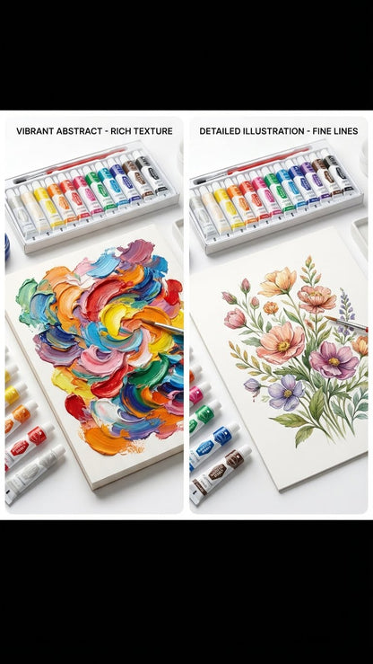 2 in 1-Acrylic Paint Set (12 x 12ml tubes) and Acrylic Triangle Marker( Pack 0f 12)