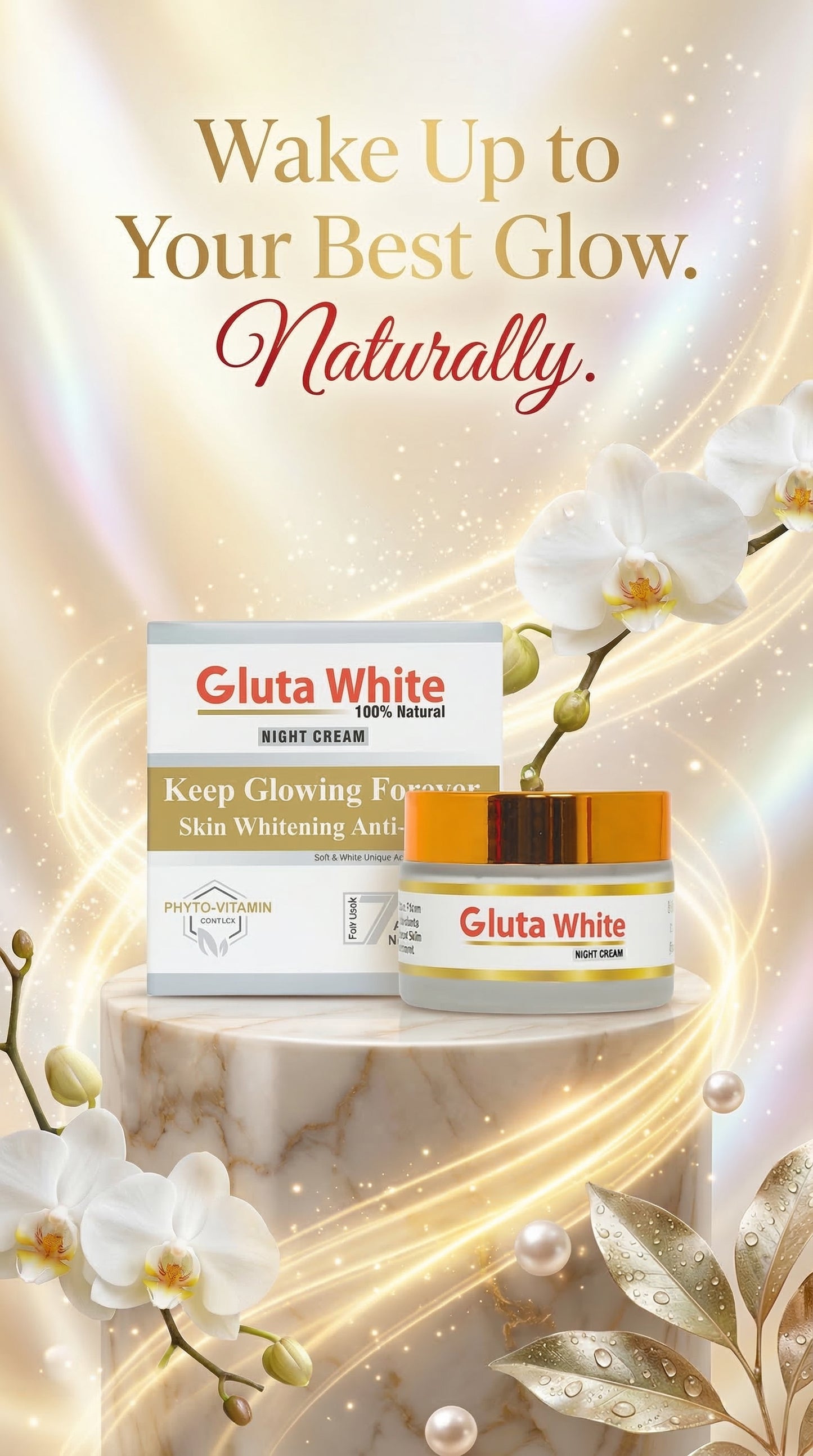 Gluta White 100% Natural Night Cream – Advanced Anti-Aging & Skin Brightening Formula