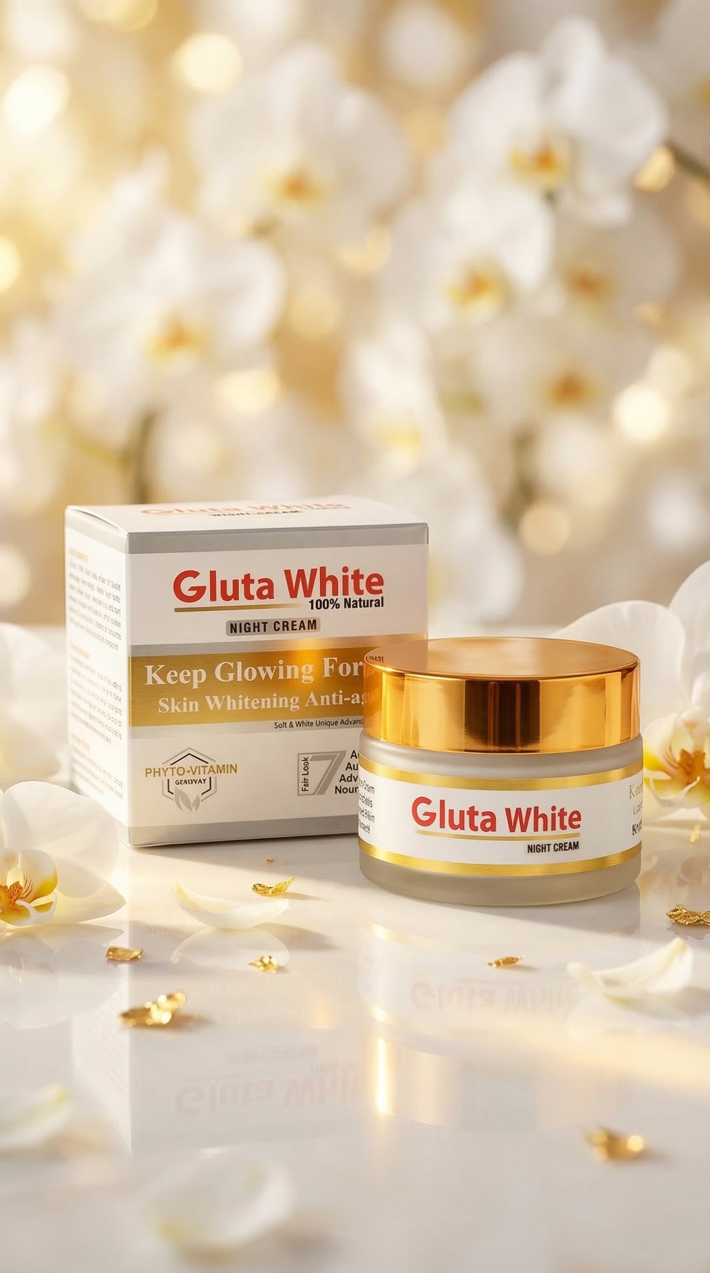 Gluta White 100% Natural Night Cream – Advanced Anti-Aging & Skin Brightening Formula