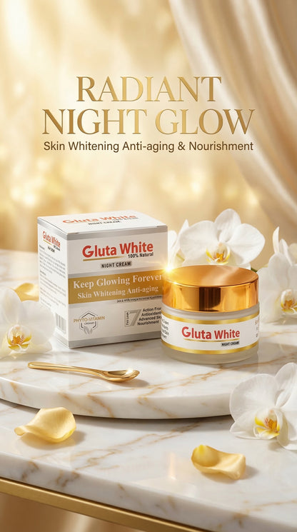 Gluta White 100% Natural Night Cream - Pack of 2 - Radiant Skin & Whitening Formula.