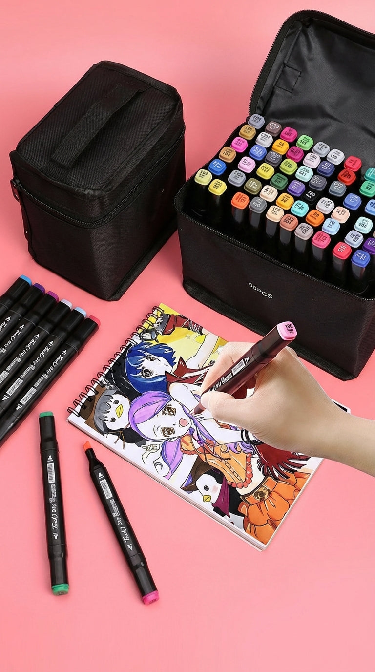 Double Tip Art Markers-Dual Side-Coloring-Permanent-Drawing Markers
