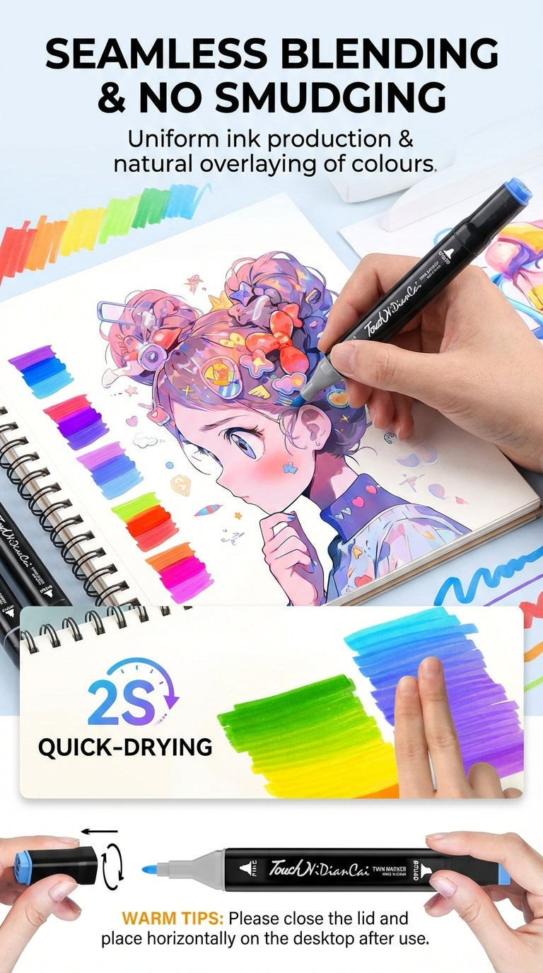 Double Tip Art Markers-Dual Side-Coloring-Permanent-Drawing Markers