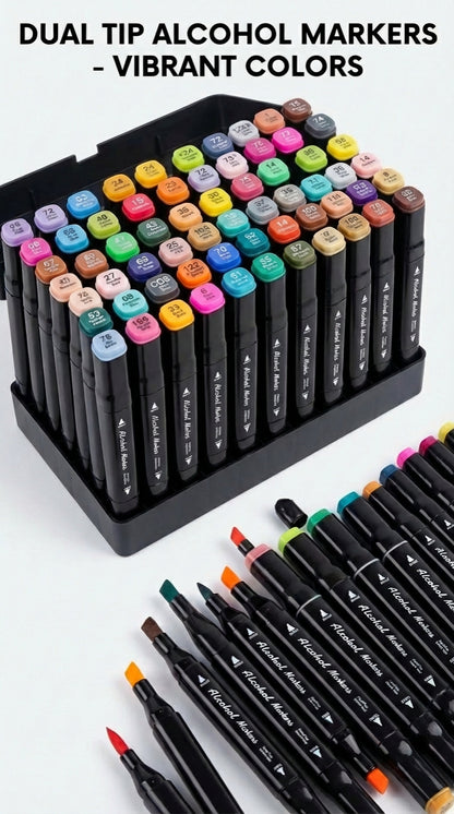 Double Tip Art Markers-Dual Side-Coloring-Permanent-Drawing Markers