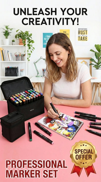 Double Tip Art Markers-Dual Side-Coloring-Permanent-Drawing Markers