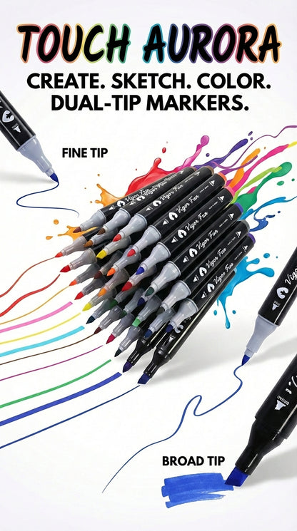 Double Tip Art Markers-Dual Side-Coloring-Permanent-Drawing Markers
