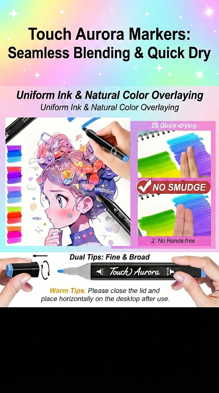Double Tip Art Markers-Dual Side-Coloring-Permanent-Drawing Markers