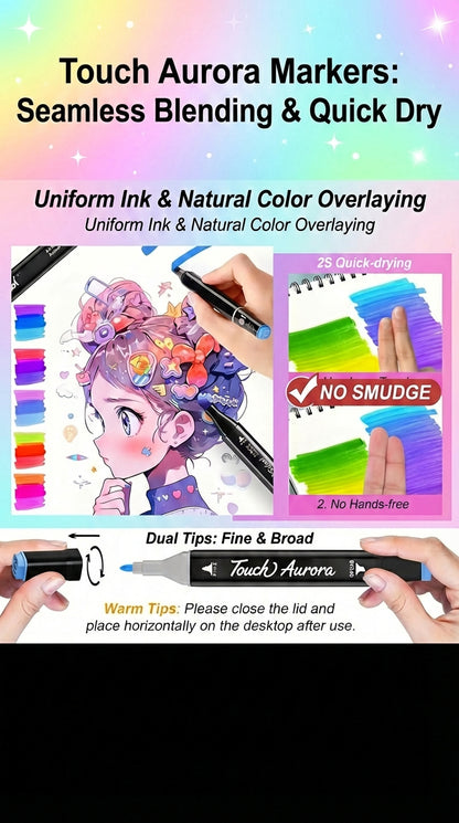 Double Tip Art Markers-Dual Side-Coloring-Permanent-Drawing Markers
