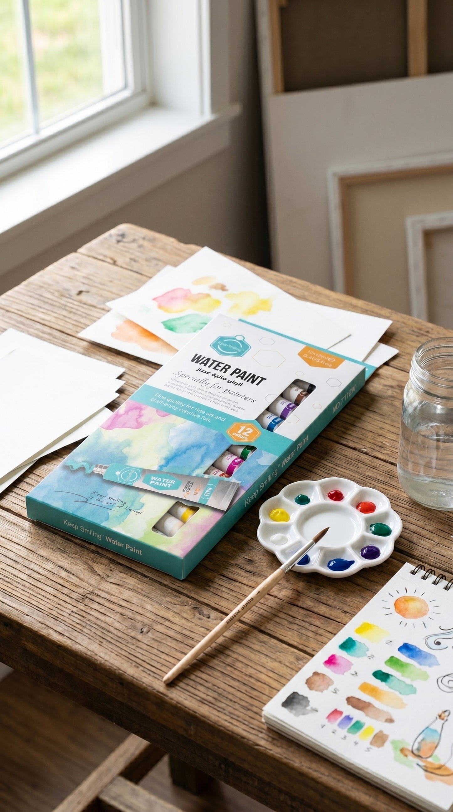 5-in-1 Paint Set – Acrylic, Glass, Fabric & Water Colors Kit (Pack of 5 x 12 Colors) | Professional Art Supplies for Beginners & Artists