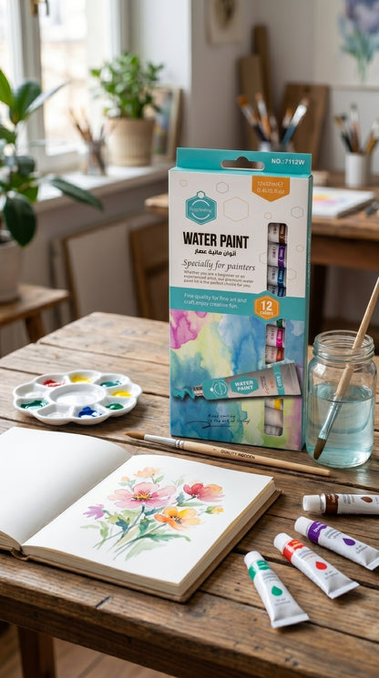5-in-1 Paint Set – Acrylic, Glass, Fabric & Water Colors Kit (Pack of 5 x 12 Colors) | Professional Art Supplies for Beginners & Artists