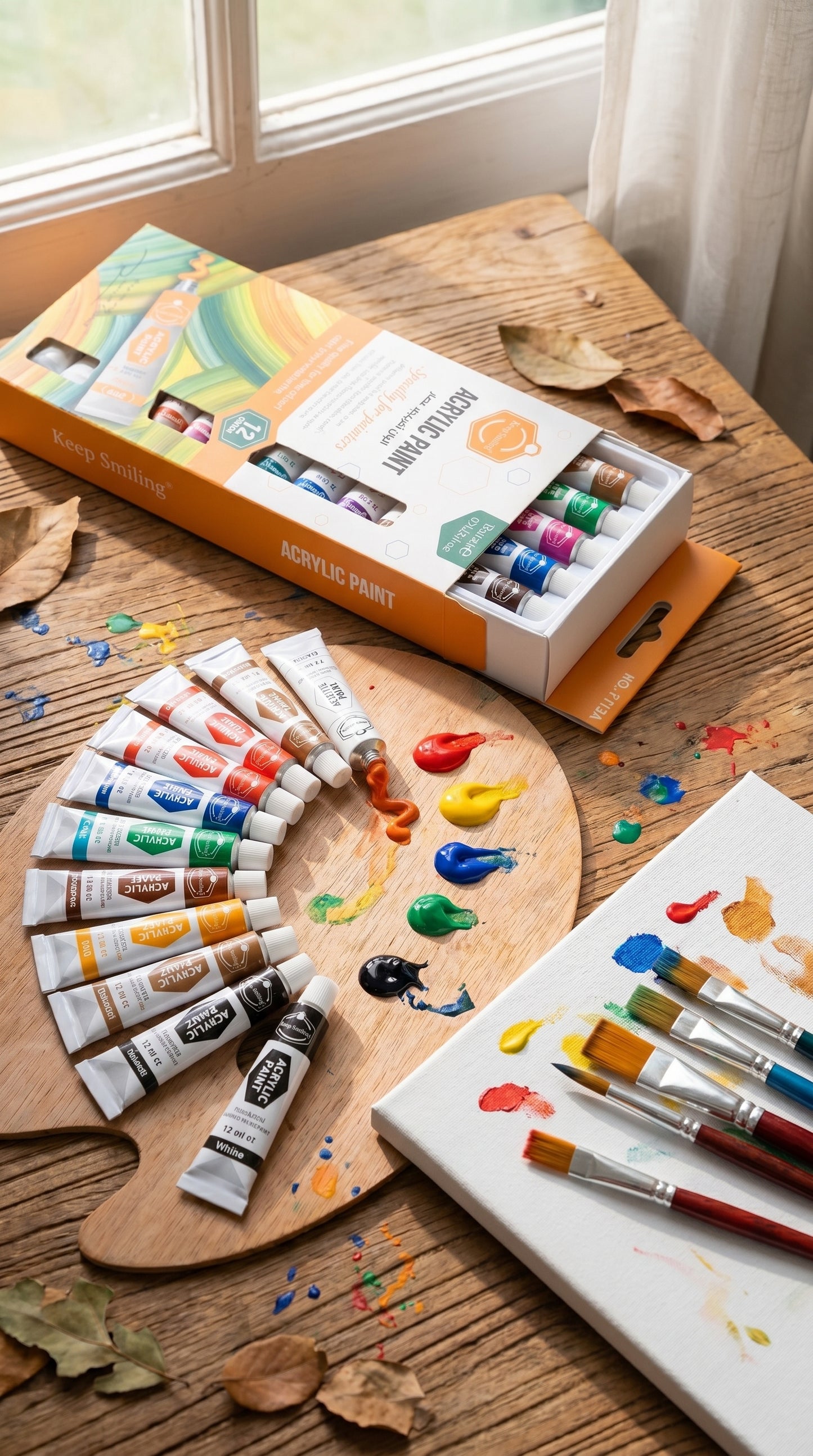 5-in-1 Paint Set – Acrylic, Glass, Fabric & Water Colors Kit (Pack of 5 x 12 Colors) | Professional Art Supplies for Beginners & Artists