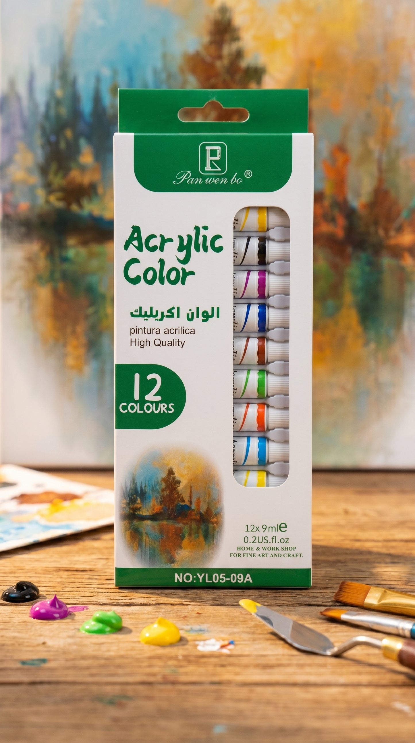 5-in-1 Paint Set – Acrylic, Glass, Fabric & Water Colors Kit (Pack of 5 x 12 Colors) | Professional Art Supplies for Beginners & Artists