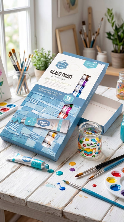 5-in-1 Paint Set – Acrylic, Glass, Fabric & Water Colors Kit (Pack of 5 x 12 Colors) | Professional Art Supplies for Beginners & Artists