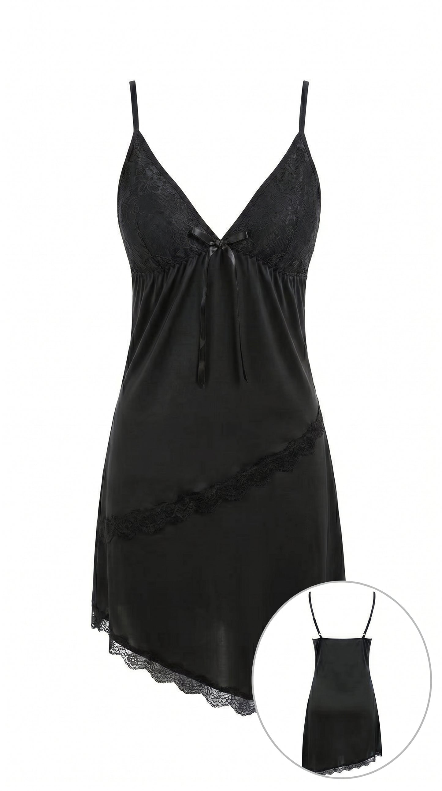 Luxury Satin Lace Night Dress for Women – Burgundy Silk Sleepwear, Sexy Slip Nighty with Adjustable Straps