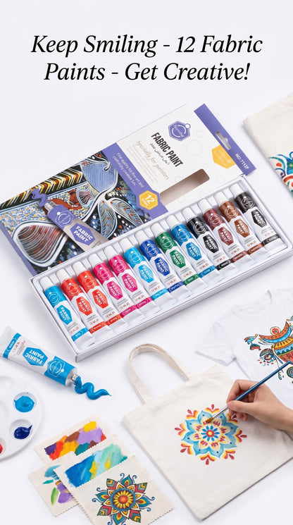 5-in-1 Paint Set – Acrylic, Glass, Fabric & Water Colors Kit (Pack of 5 x 12 Colors) | Professional Art Supplies for Beginners & Artists