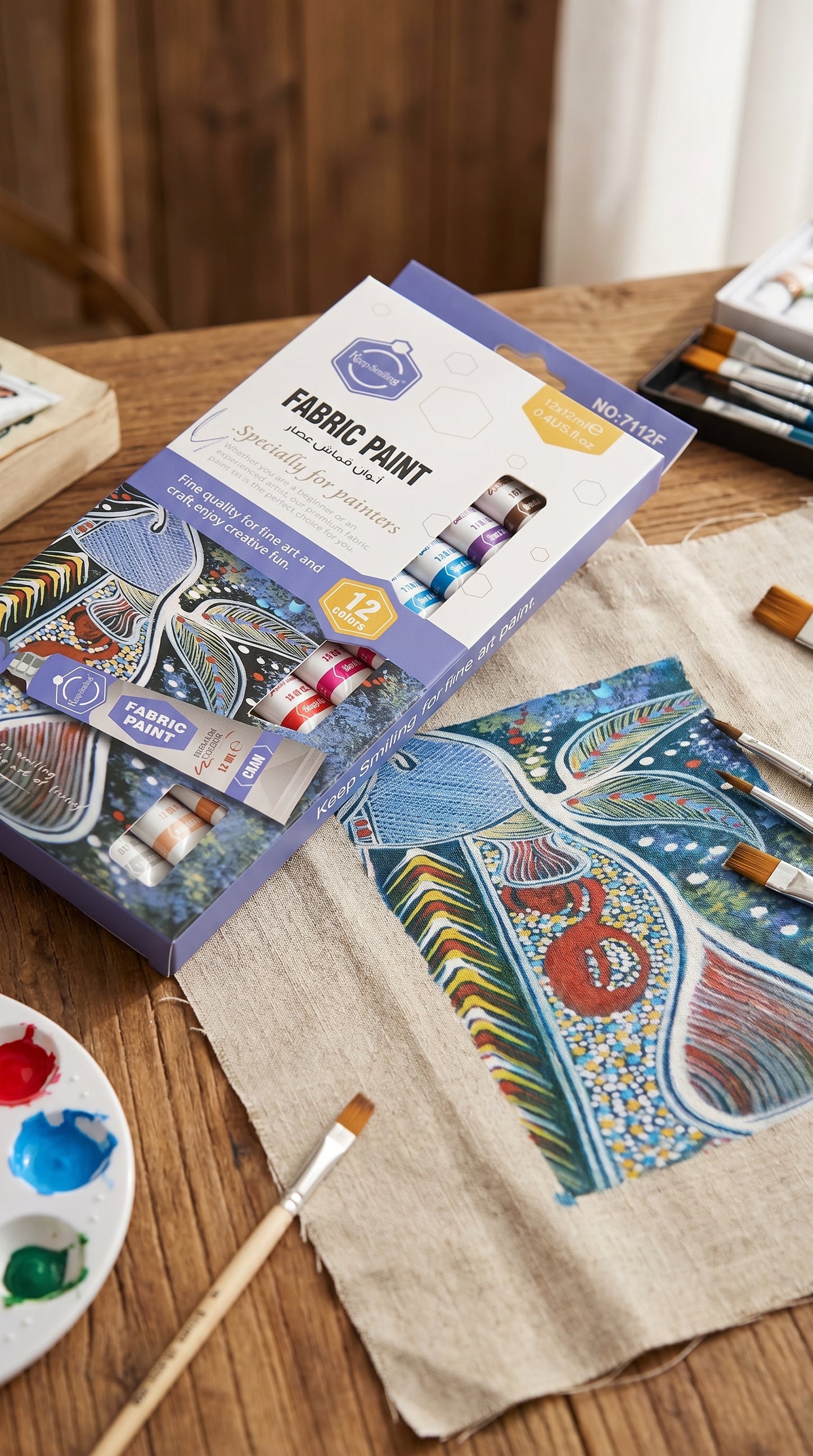 5-in-1 Paint Set – Acrylic, Glass, Fabric & Water Colors Kit (Pack of 5 x 12 Colors) | Professional Art Supplies for Beginners & Artists