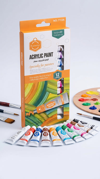 5-in-1 Paint Set – Acrylic, Glass, Fabric & Water Colors Kit (Pack of 5 x 12 Colors) | Professional Art Supplies for Beginners & Artists