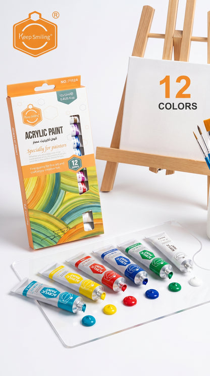 5-in-1 Paint Set – Acrylic, Glass, Fabric & Water Colors Kit (Pack of 5 x 12 Colors) | Professional Art Supplies for Beginners & Artists
