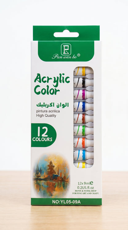 5-in-1 Paint Set – Acrylic, Glass, Fabric & Water Colors Kit (Pack of 5 x 12 Colors) | Professional Art Supplies for Beginners & Artists