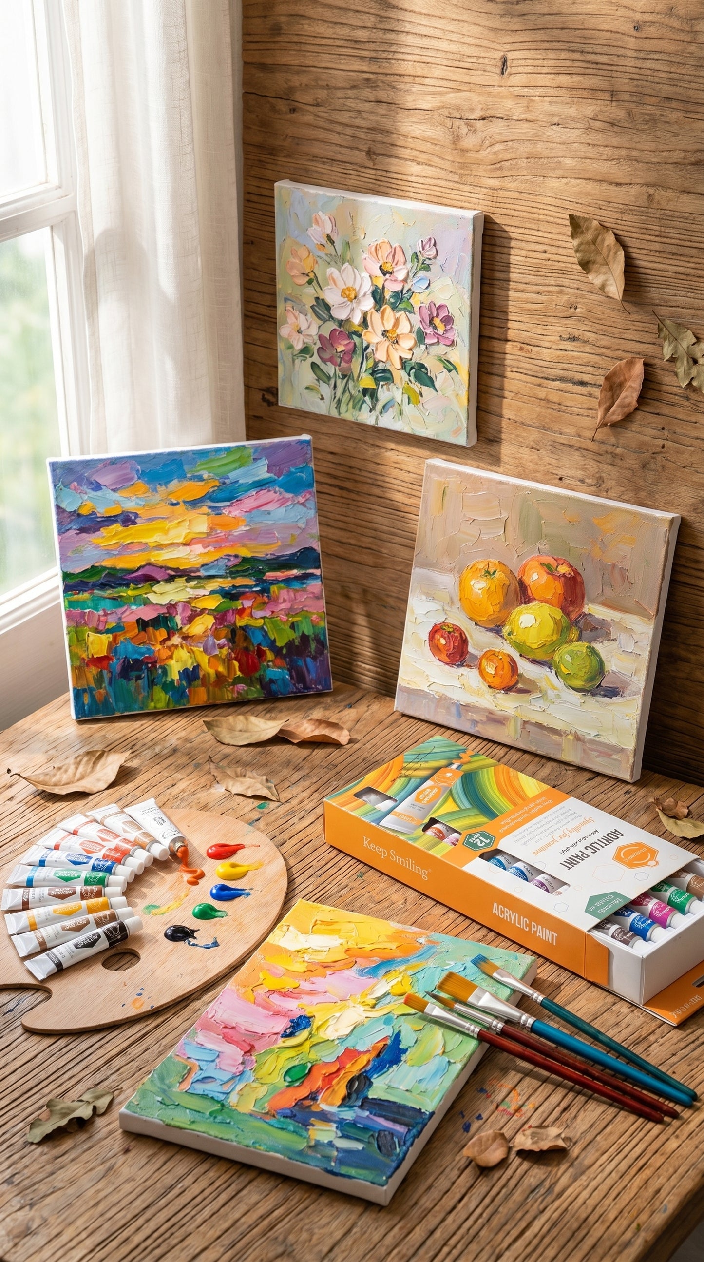 5-in-1 Paint Set – Acrylic, Glass, Fabric & Water Colors Kit (Pack of 5 x 12 Colors) | Professional Art Supplies for Beginners & Artists